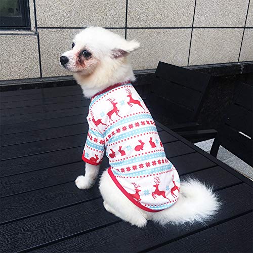 Poseca Disfraz de Navidad para Perros Gatos Muñeco de Nieve Conjuntos de Renos Camiseta de algodón para Perros Suéter cálido Cachorro Chaleco de Navidad Ropa para Perros pequeños