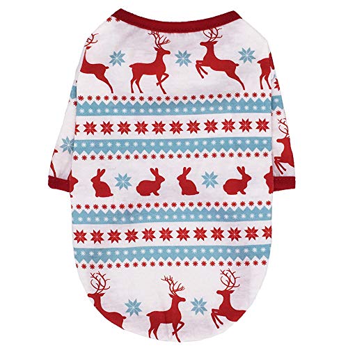 Poseca Disfraz de Navidad para Perros Gatos Muñeco de Nieve Conjuntos de Renos Camiseta de algodón para Perros Suéter cálido Cachorro Chaleco de Navidad Ropa para Perros pequeños