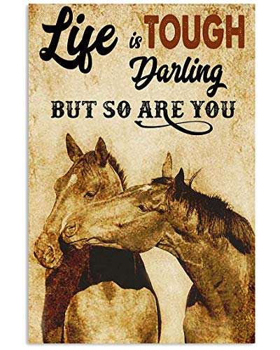 Póster vintage con diseño de caballo y perros con texto en inglés "So God Created The Horse Knowling", diseño de caballo y pezuñas de estilo vintage, 32 x 48 pulgadas