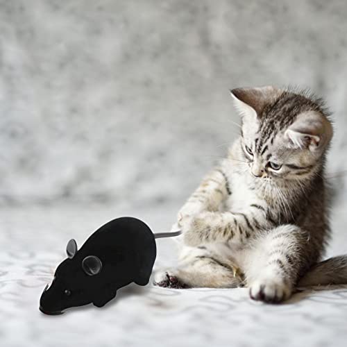 Povanjer Juguete de ratón Falso de 11 Pulgadas, Juguete de Control Remoto para Gatos, Juguete de ratón electrónico para Mascotas, Regalo, Juguetes interactivos para Gatos (Gris/Negro)