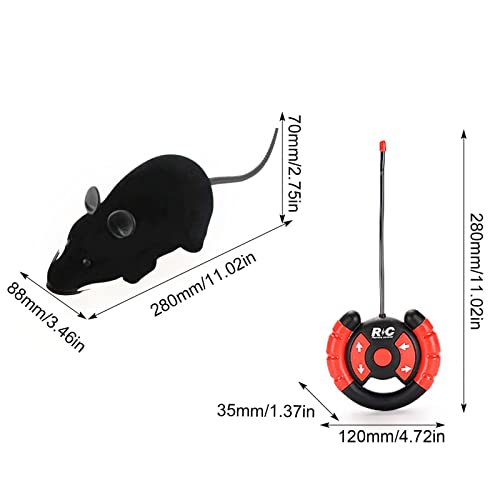 Povanjer Juguete de ratón Falso de 11 Pulgadas, Juguete de Control Remoto para Gatos, Juguete de ratón electrónico para Mascotas, Regalo, Juguetes interactivos para Gatos (Gris/Negro)