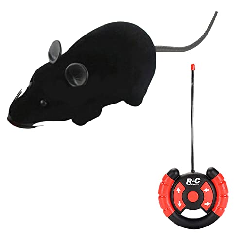 Povanjer Juguete de ratón Falso de 11 Pulgadas, Juguete de Control Remoto para Gatos, Juguete de ratón electrónico para Mascotas, Regalo, Juguetes interactivos para Gatos (Gris/Negro)