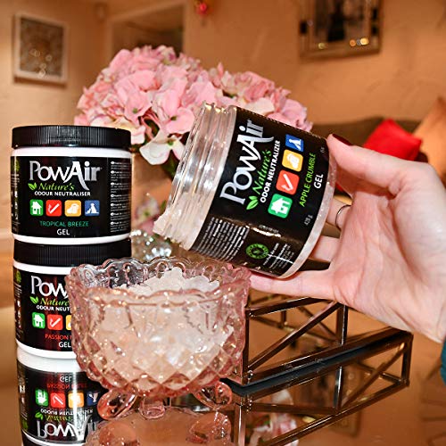 PowAir Gel – Neutralizador de olores profesional de aceites esenciales, regenera el aire en el hogar, libera un agradable perfume Tropical Breeze durante 500 horas | Solución de gel – 500 ml