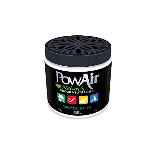 PowAir Gel – Neutralizador de olores profesional de aceites esenciales, regenera el aire en el hogar, libera un agradable perfume Tropical Breeze durante 500 horas | Solución de gel – 500 ml