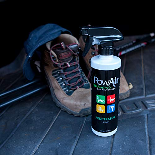 PowAir Pulverizador neutralizador de olores penetrador – Fórmula enzimática de doble acción – Elimina olores incluyendo orina de gato, orina de perro, vómito, sudor y heces – 464 ml