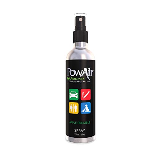 PowAir Spray – Neutralizador de malos olores de aceites esenciales. Actúa en ambientes cerrados y elimina olores de armarios, zapateros, bolsos, maleteros, coches.Perfume Apple Crumble | 250 ml