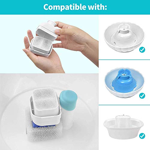 Poweka - Filtros de fuente de agua para gatos y perros, filtros de carbón activo y filtros de espuma para fuente de agua de cerámica para animales de compañía IPETTIE Trit/Fiumi