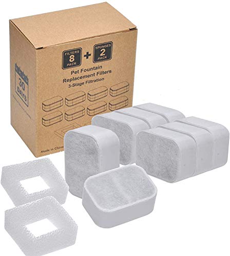 Poweka - Filtros de fuente de agua para gatos y perros, filtros de carbón activo y filtros de espuma para fuente de agua de cerámica para animales de compañía IPETTIE Trit/Fiumi