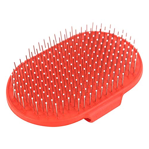 ppactvo Cepillo Perro Peine Perro Cepillo Redondo para Mascotas De Aguja Larga Cepillo De Masaje con Puntos De Acero Inoxidable Cepillo para Perros De Goma para BañO Red