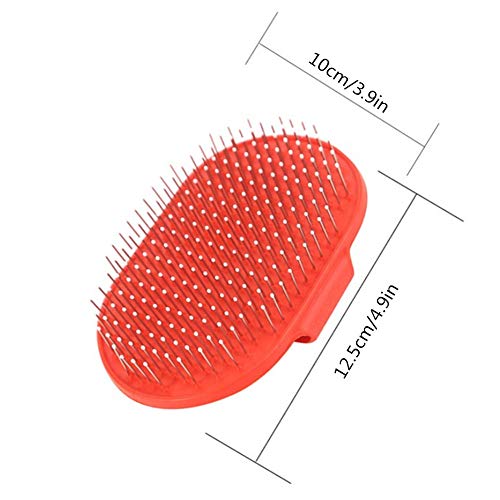 ppactvo Cepillo Perro Peine Perro Cepillo Redondo para Mascotas De Aguja Larga Cepillo De Masaje con Puntos De Acero Inoxidable Cepillo para Perros De Goma para BañO Red