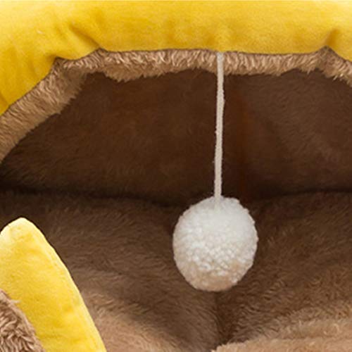 ppactvo Cueva Gato Cama Cueva Gato Grotta per Gatti Pieghevole 2 In 1 con Orecchie Carine Tenda In Peluche Rimovibile Morbida Calda Semi-Chiusa S,Pink B