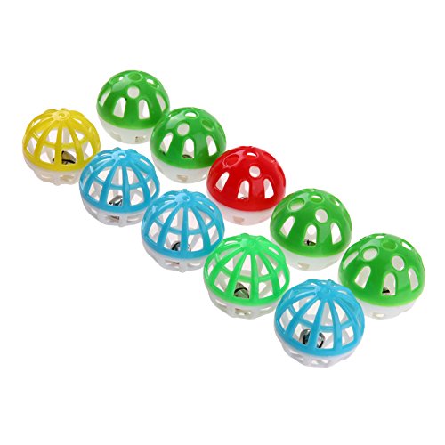 Prettygood7 10 Bolas de plástico Huecas Redondas para Gatos con Cascabel pequeño