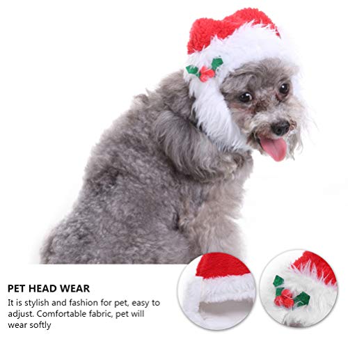 PRETYZOOM - Gorro de Papá Noel para mascotas, diseño de gato de Navidad, invierno o barba para cuello y orejas, protector para cachorros pequeños animales para fotos (M)