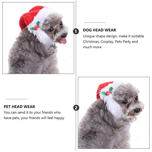 PRETYZOOM - Gorro de Papá Noel para mascotas, diseño de gato de Navidad, invierno o barba para cuello y orejas, protector para cachorros pequeños animales para fotos (M)