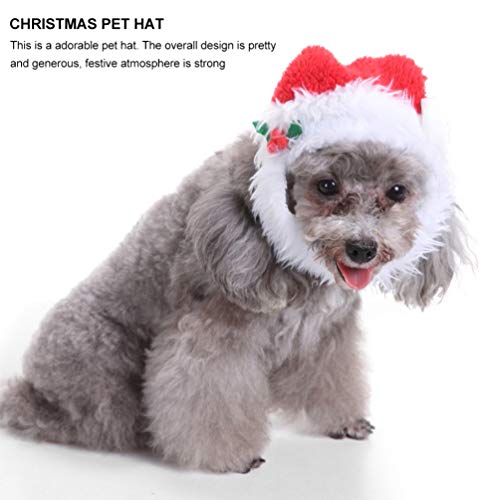 PRETYZOOM - Gorro de Papá Noel para mascotas, diseño de gato de Navidad, invierno o barba para cuello y orejas, protector para cachorros pequeños animales para fotos (M)