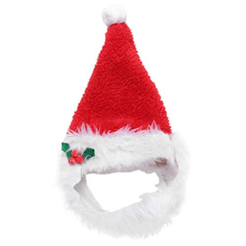 PRETYZOOM - Gorro de Papá Noel para mascotas, diseño de gato de Navidad, invierno o barba para cuello y orejas, protector para cachorros pequeños animales para fotos (M)