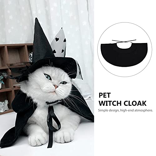 PRETYZOOM Sombreros de Bruja para Mascotas Capa de Disfraz de Vampiro Capa de Mago para Mascotas Sombrero para Mascotas Disfraz de Bruja para Gatos Ropa para Perros Gatitos (Capa L)