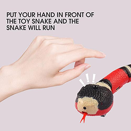 primrosely Smart Sensing - Serpiente de juguete para gatos, simulación de serpiente, juguete eléctrico interactivo para gatos, carga USB, accesorio para gatos para perros
