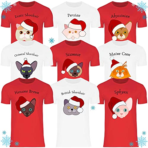 Print Dynastie Camiseta para Hombre Gato Mascota Navidad Regalo Idea casa Gato Gatito Gato, Tamaño:4XL, Color:Bombay Red