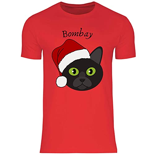 Print Dynastie Camiseta para Hombre Gato Mascota Navidad Regalo Idea casa Gato Gatito Gato, Tamaño:4XL, Color:Bombay Red