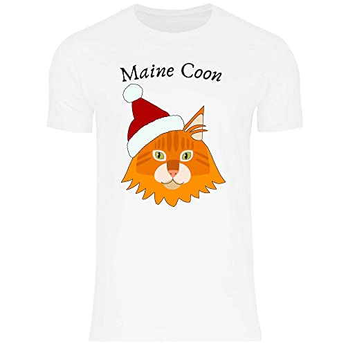 Print Dynastie Camiseta para Hombre Gato Mascota Navidad Regalo Idea casa Gato Gatito Gato, Tamaño:5XL, Color:Maine Coon White