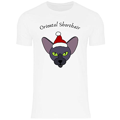 Print Dynastie Camiseta para Hombre Gato Mascota Navidad Regalo Idea casa Gato Gatito Gato, Tamaño:M, Color:Oriental Shorthair White