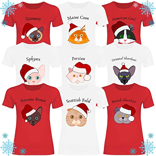 Print Dynastie Camiseta para Mujer Gato Mascota Navidad Regalo Idea casa Gato Gatito Gato, Tamaño:L, Color:Maine Coon White