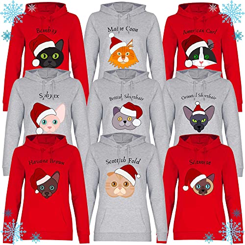 Print Dynastie Sudadera con Capucha para Mujer Gato Mascota Navidad Regalo Idea casa Gato Gatito Gato, Tamaño:M, Color:Maine Coon Heather Grey