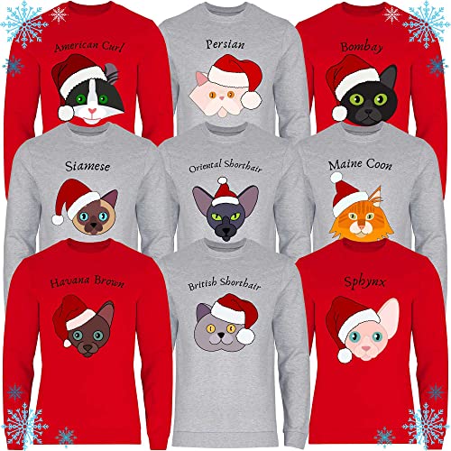 Print Dynastie Sudadera para Hombre Gato Mascota Navidad Regalo Idea casa Gato Gatito Gato, Tamaño:S, Color:Bombay Red
