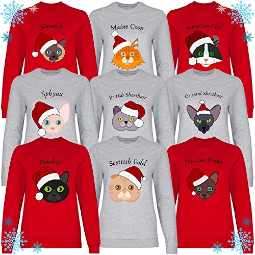 Print Dynastie Sudadera para Mujer Gato Mascota Navidad Regalo Idea casa Gato Gatito Gato, Tamaño:XS, Color:Oriental Shorthair Heather Grey