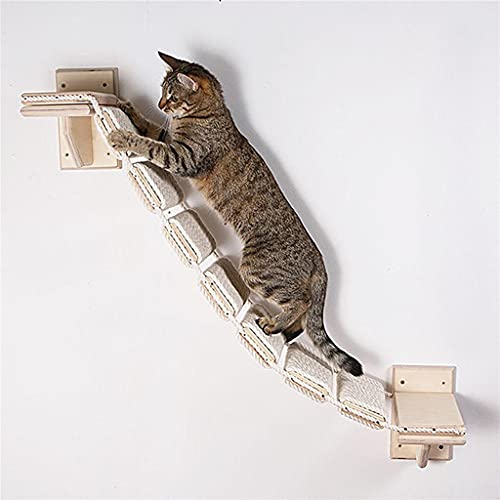 PRJEDLK Gatos para Mascotas Tablero Multicapa Gatos para Colgar en la Pared Marco de Pared Cuerda de cáñamo Gatos de Madera Maciza Puente Colgante Gatos Pared Escalera Suave