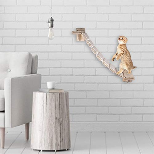 PRJEDLK Gatos para Mascotas Tablero Multicapa Gatos para Colgar en la Pared Marco de Pared Cuerda de cáñamo Gatos de Madera Maciza Puente Colgante Gatos Pared Escalera Suave