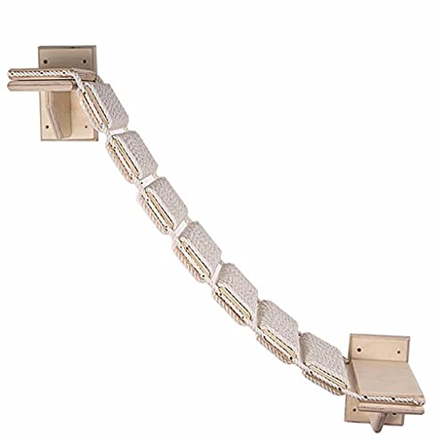PRJEDLK Gatos para Mascotas Tablero Multicapa Gatos para Colgar en la Pared Marco de Pared Cuerda de cáñamo Gatos de Madera Maciza Puente Colgante Gatos Pared Escalera Suave