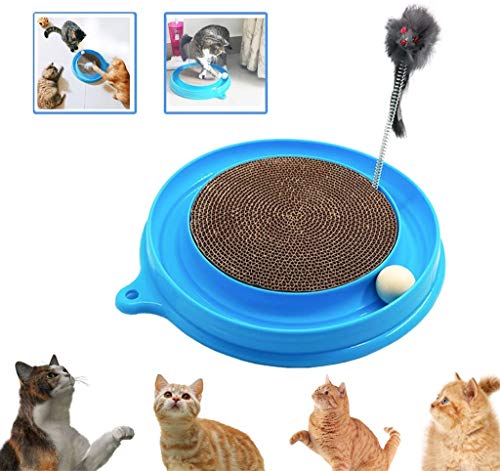 PRJEDLK Juguete Interactivo Duradero para Gatos, Papel Corrugado, rascador para Gatitos, Almohadilla para Poste para Mascotas, Ejercicio de Entrenamiento, Juguete para Jugar al ratón con Pelota