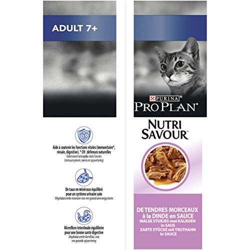Pro Plan - Gato 7+ NutriSavour con Pavo en Salsa – Bolsas para Gatos Senior 10 x 85 g