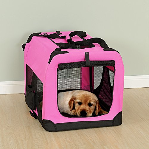 [pro.tec] Bolsa de transporte para mascotas - Tamaño: L (70x52cm) - Transportín plegable para perro (ROSA)