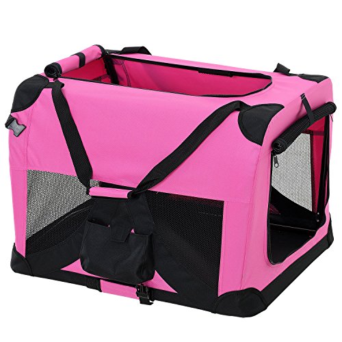 [pro.tec] Bolsa de transporte para mascotas - Tamaño: L (70x52cm) - Transportín plegable para perro (ROSA)