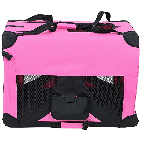 [pro.tec] Bolsa de transporte para mascotas - Tamaño: L (70x52cm) - Transportín plegable para perro (ROSA)