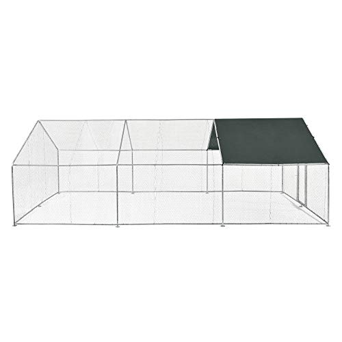 [pro.tec] Jaula al Aire Libre 3 x 6 x 2 m Voladero para Aves Jaula Gallinero de Exterior con Tejado Casa de Animales pequeños Color Plata y Verde Oscuro