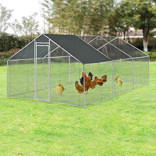 [pro.tec] Jaula al Aire Libre 3 x 6 x 2 m Voladero para Aves Jaula Gallinero de Exterior con Tejado Casa de Animales pequeños Color Plata y Verde Oscuro