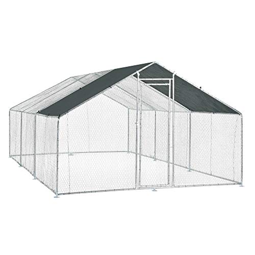 [pro.tec] Jaula al Aire Libre 3 x 6 x 2 m Voladero para Aves Jaula Gallinero de Exterior con Tejado Casa de Animales pequeños Color Plata y Verde Oscuro