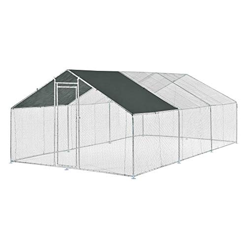 [pro.tec] Jaula al Aire Libre 3 x 6 x 2 m Voladero para Aves Jaula Gallinero de Exterior con Tejado Casa de Animales pequeños Color Plata y Verde Oscuro