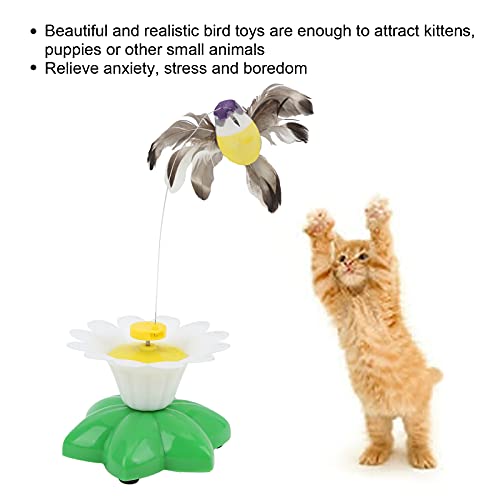Pssopp Juguete Giratorio para Gatos Y Pájaros, Juguete Eléctrico para Gatos Y Pájaros Voladores con Sonido Aleteo para Gatitos Animales Pequeños