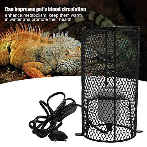 Pssopp Reptil Cerámica Soporte de la lámpara de Calor Calentador de Las Bombillas Calentador Anti-escaldado Calentador Protector Lámpara de Calentamiento Pantalla con Interruptor para Mascota (EU)