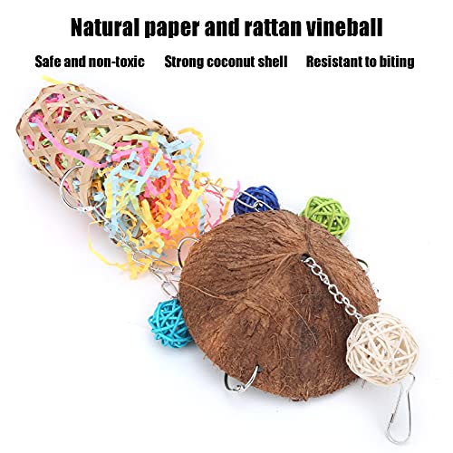 Pssopp Tiras de Papel, Juguete para Masticar pájaros, Colgantes de pájaros Coloridos, Juguete de Vineball, Juguete Colgante de forrajeo para Loros pequeños medianos