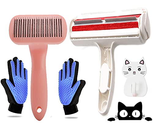 PTCCTV Rodillo Removedor de Pelo para Mascotas,Cepillo Autolimpiante Perros Gatos Cepillo de Aseo Guantes,Cepillo Mágico con Rodillo para Pelusa para Mascotas Herramientas para Eliminar Función Masaje