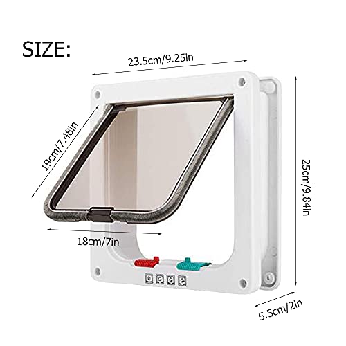 Puerta de solapa para mascotas, Puertas de perritos a prueba de intemperie, 4 vías de bloqueo Phylum, kit de puerta magnética, para gatos Pequeños perros Perrito, Interior Exterior Ostum Window Wall