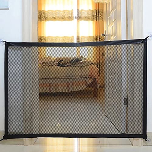 Puerta Mágica Para Mascotas Barrera Plegable Para Perros Barrera de Seguridad Portátil Para Perros Puerta de Perro Para Escaleras en Interiores y Exteriores Para Cocina Escalera Pasillos Etc (Pequeña)