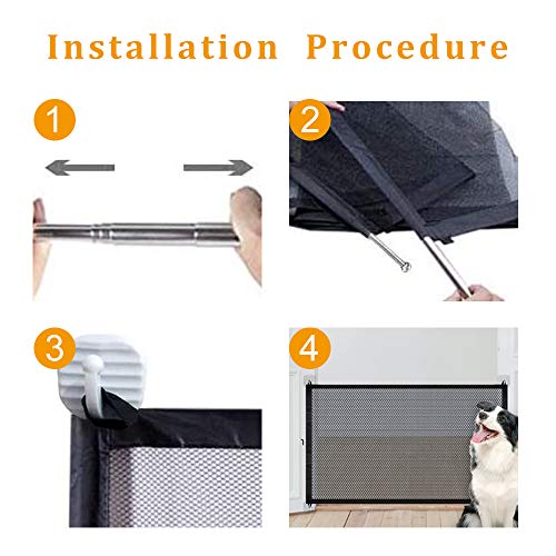 Puerta mágica para perros, puerta de seguridad para mascotas, puerta de malla plegable portátil, aislamiento de puerta de seguridad, instalación en cualquier lugar para perros y gatos (110 x 72 cm)
