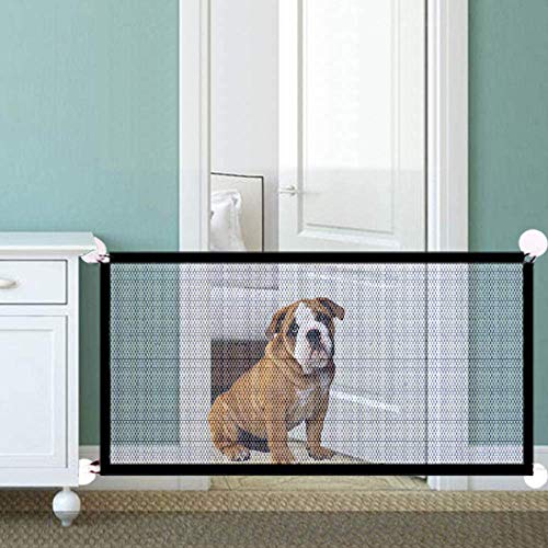 Puerta mágica para perros, puerta de seguridad para mascotas, puerta de malla plegable portátil, aislamiento de puerta de seguridad, instalación en cualquier lugar para perros y gatos (110 x 72 cm)